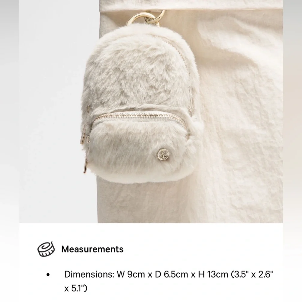 Lululemon Everywhere Nano Backpack Plush Fleece Natural Ivory/Gold‎ nwt